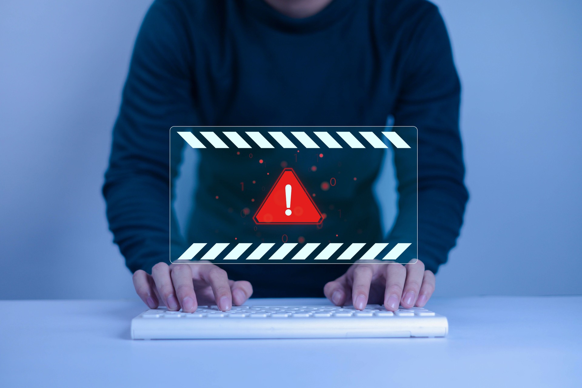 Alert about cyber attacks on laptops, cyber attacks on computer networks, viruses, spyware, malware or malicious software.