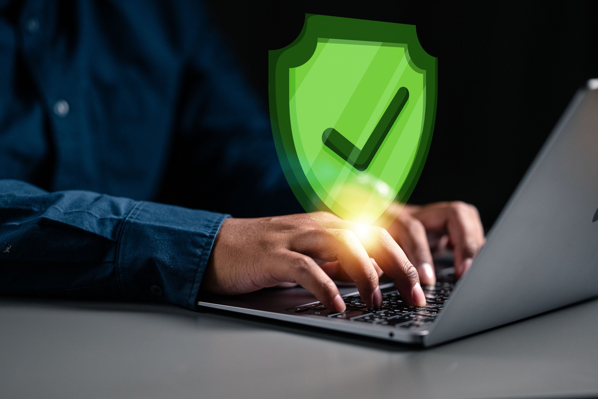 User authentication system login success symbol, password, cybersecurity.